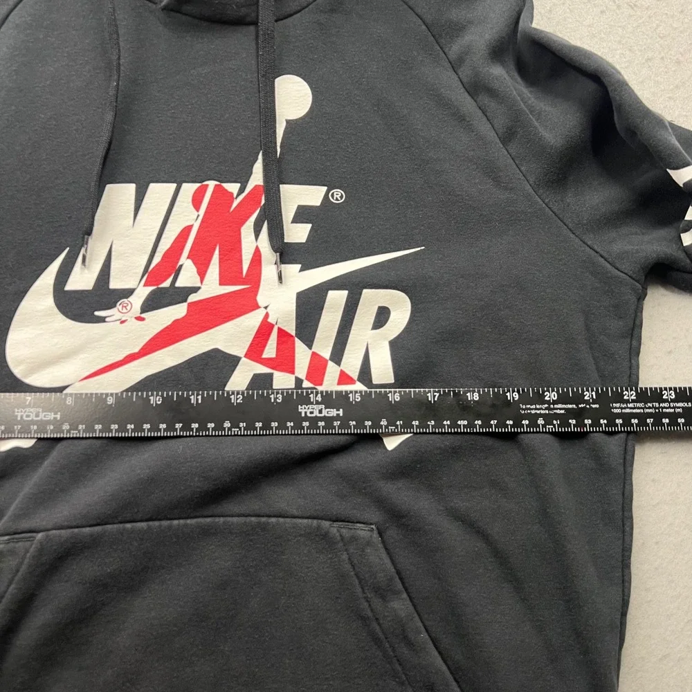 Jordan Nike Air Hoodie Mens Medium Black Jumpman Sleeve Spellout Pullover 1857